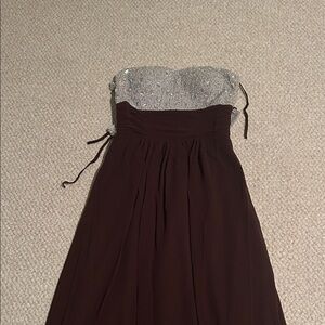 Strapless Brown and Silver Dress